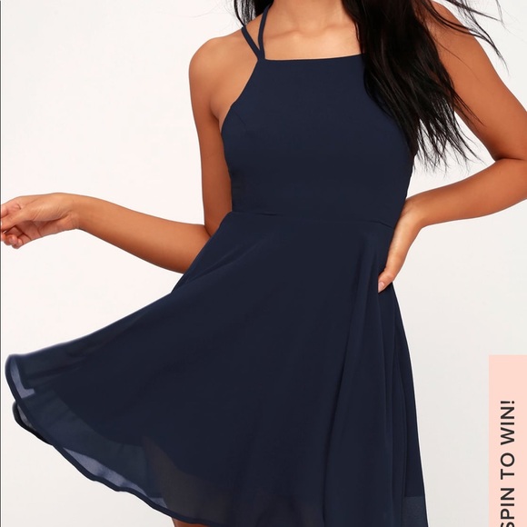 LULUS NAVY DRESS - Picture 2 of 4